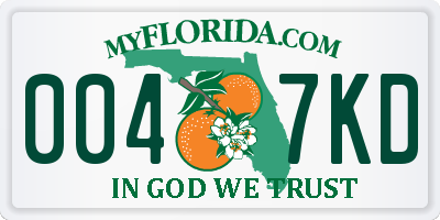 FL license plate 0047KD