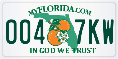 FL license plate 0047KW