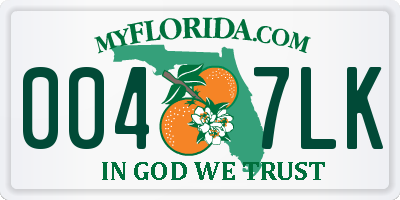 FL license plate 0047LK