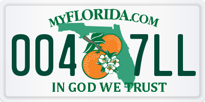 FL license plate 0047LL