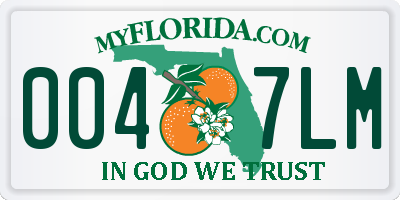 FL license plate 0047LM