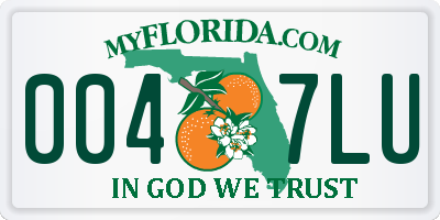 FL license plate 0047LU
