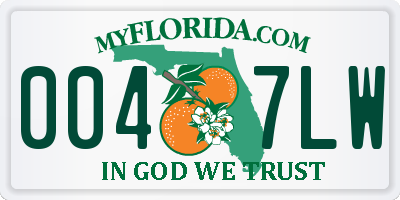 FL license plate 0047LW