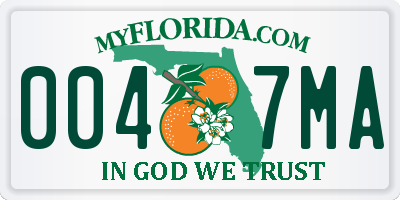FL license plate 0047MA