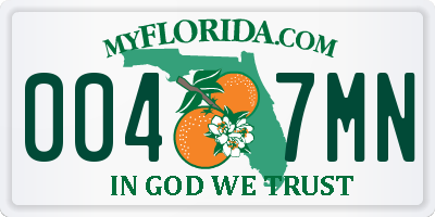 FL license plate 0047MN