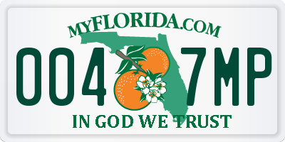 FL license plate 0047MP