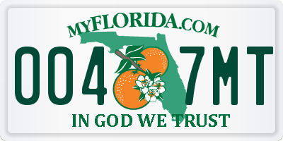 FL license plate 0047MT