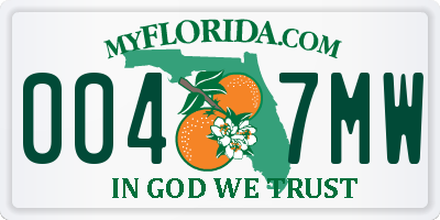 FL license plate 0047MW