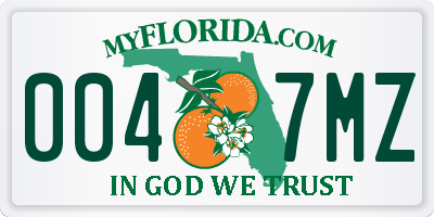 FL license plate 0047MZ