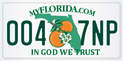 FL license plate 0047NP
