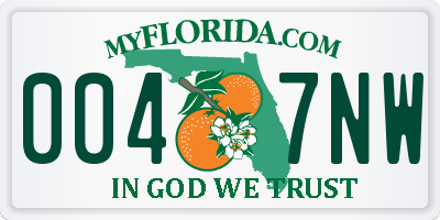 FL license plate 0047NW