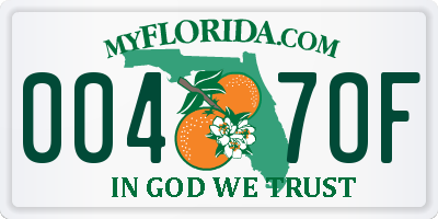 FL license plate 0047OF