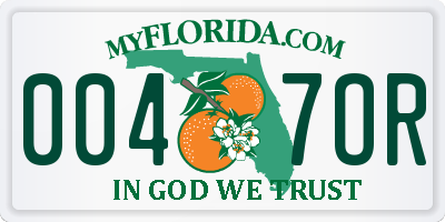 FL license plate 0047OR