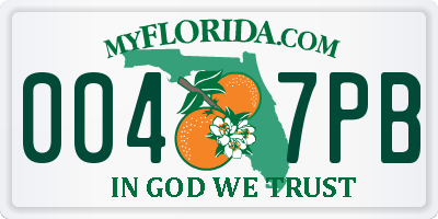 FL license plate 0047PB