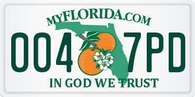 FL license plate 0047PD