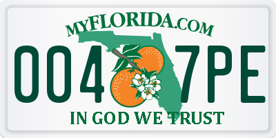 FL license plate 0047PE
