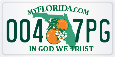 FL license plate 0047PG