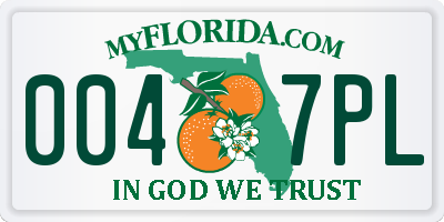 FL license plate 0047PL