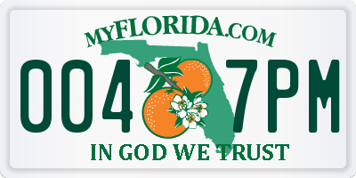 FL license plate 0047PM