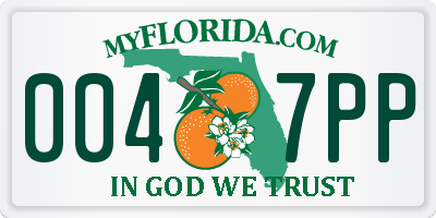 FL license plate 0047PP