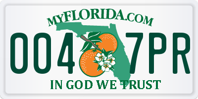 FL license plate 0047PR