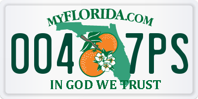 FL license plate 0047PS