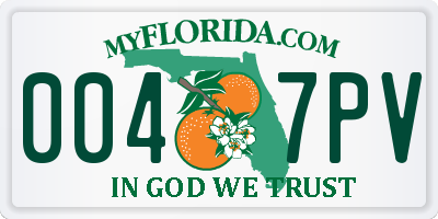 FL license plate 0047PV