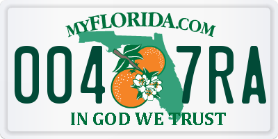 FL license plate 0047RA
