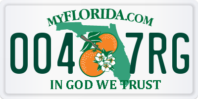 FL license plate 0047RG