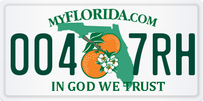 FL license plate 0047RH