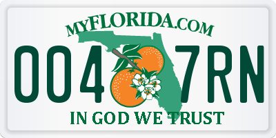 FL license plate 0047RN