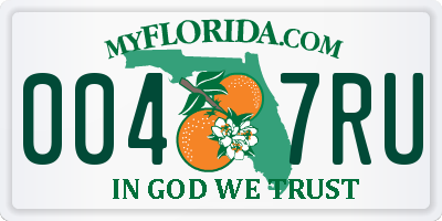 FL license plate 0047RU