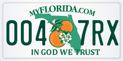 FL license plate 0047RX