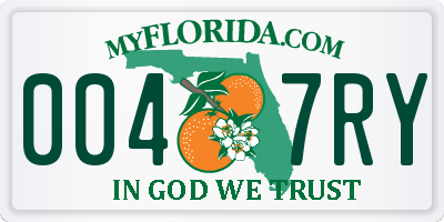 FL license plate 0047RY
