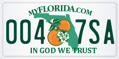 FL license plate 0047SA