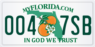 FL license plate 0047SB