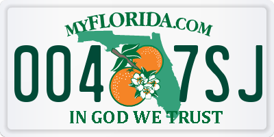 FL license plate 0047SJ