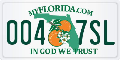 FL license plate 0047SL