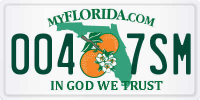 FL license plate 0047SM