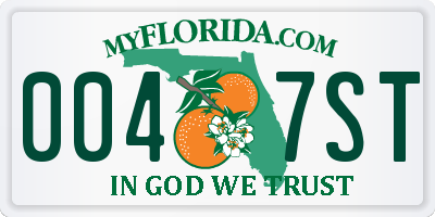 FL license plate 0047ST