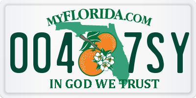 FL license plate 0047SY