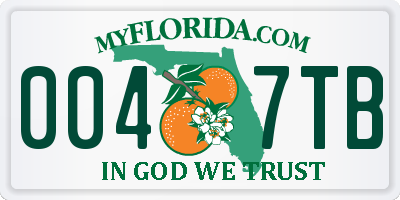 FL license plate 0047TB
