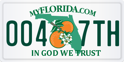 FL license plate 0047TH