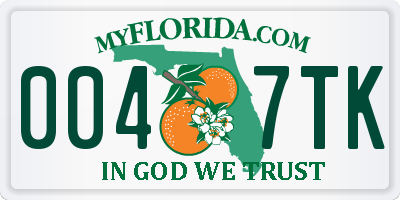 FL license plate 0047TK