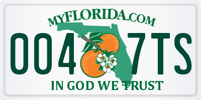 FL license plate 0047TS
