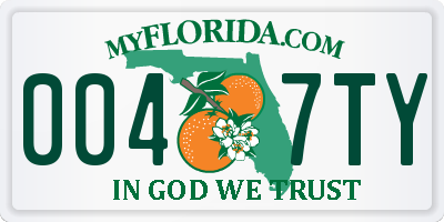 FL license plate 0047TY