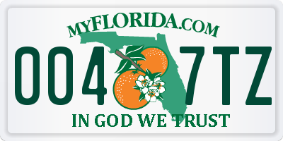 FL license plate 0047TZ