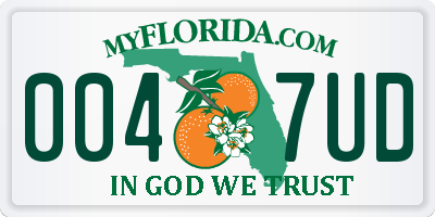 FL license plate 0047UD