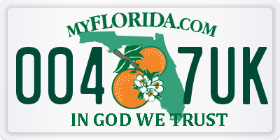 FL license plate 0047UK