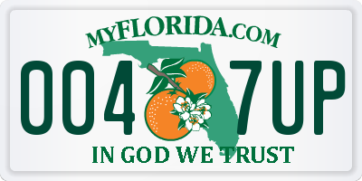FL license plate 0047UP